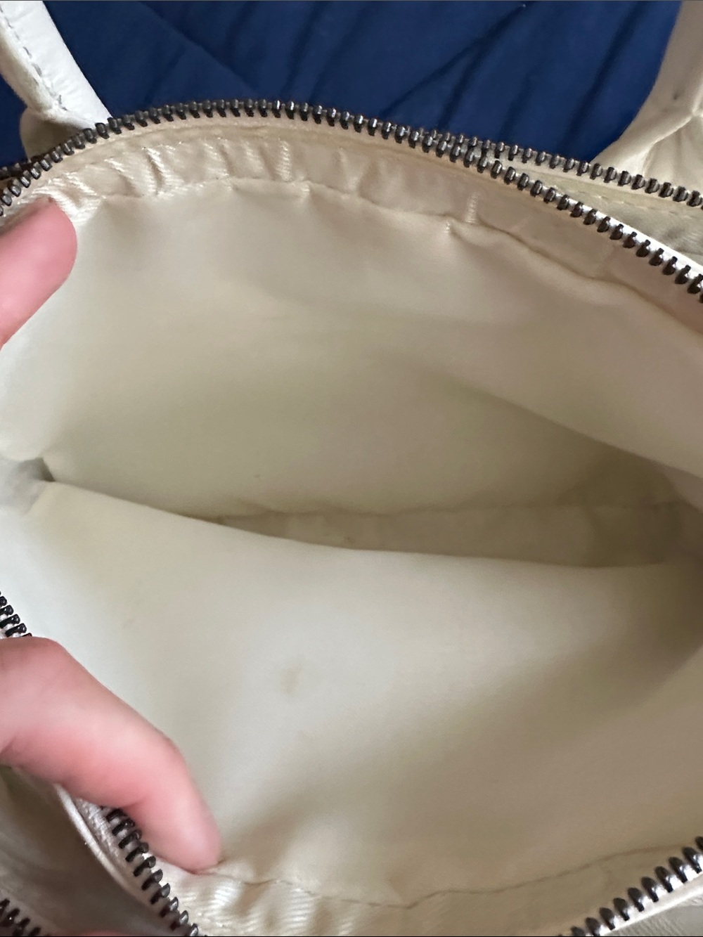 White Quilted Leather Satchel Bag - Women's Crossbody - Picture 6 of 7
